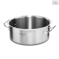 SOGA Stock Pot 14L Top Grade Thick Stainless Steel Stockpot 18/10 Without Lid