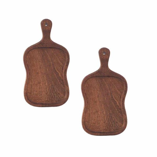 SOGA 2X 40cm Brown Wooden Serving Tray Board Paddle with Handle Home Decor