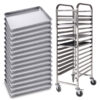 SOGA Gastronorm Trolley 15 Tier Stainless Steel with Aluminum Baking Pan Cooking Tray for Bakers