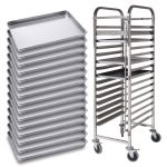 SOGA Gastronorm Trolley 15 Tier Stainless Steel with Aluminum Baking Pan Cooking Tray for Bakers