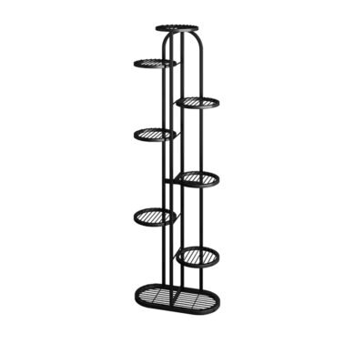 SOGA 8 Tier 9 Pots Black Round Metal Plant Rack Flowerpot Storage Display Stand Holder Home Garden Decor