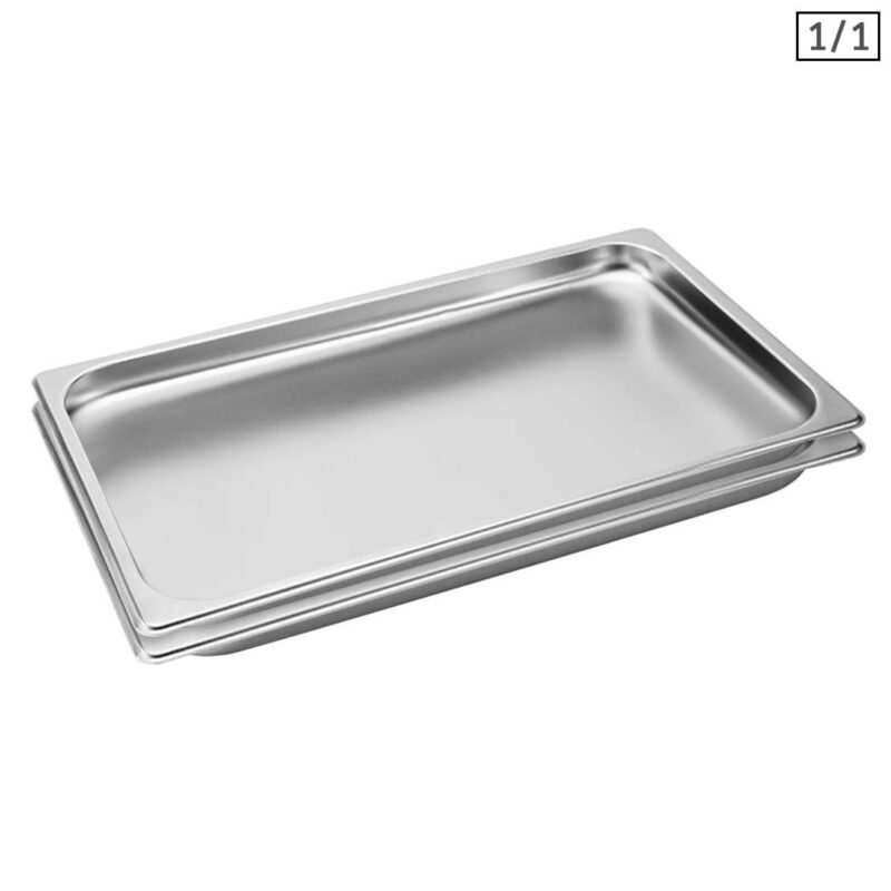 SOGA 2X Gastronorm GN Pan Full Size 1/1 GN Pan 2cm Deep Stainless Steel Tray
