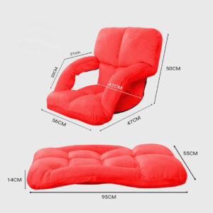 SOGA 4X Foldable Lounge Cushion Adjustable Floor Lazy Recliner Chair with Armrest Red