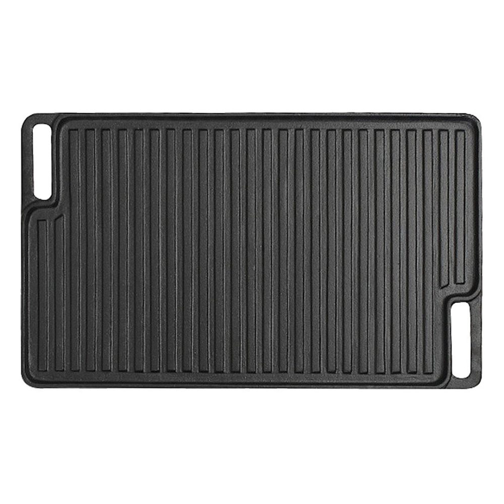 SOGA 45cm Rectangular Cast Iron Portable Fry BBQ Grill Plate Cooking Pan Tray with Handle