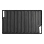 SOGA 45cm Rectangular Cast Iron Portable Fry BBQ Grill Plate Cooking Pan Tray with Handle