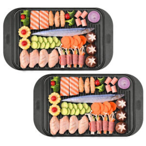 SOGA 2X 47cm Cast Iron Ridged Griddle Hot Plate Grill Pan BBQ Stovetop