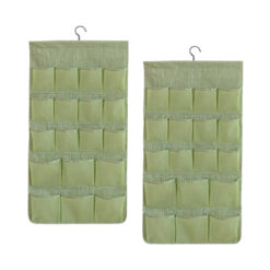 SOGA 2X Green Double Sided Hanging Storage Bag Underwear Bra Socks Mesh Pocket Hanger Home Organiser