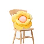SOGA Yellow Double Flower Shape Cushion Soft Bedside Floor Plush Pillow Home Decor