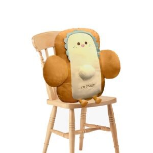 SOGA Smiley Face Toast Bread Cushion Stuffed Car Seat Plush Cartoon Back Support Pillow Home Decor