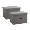 SOGA 2X Grey Large Foldable Canvas Storage Box Cube Clothes Basket Organiser Home Decorative Box