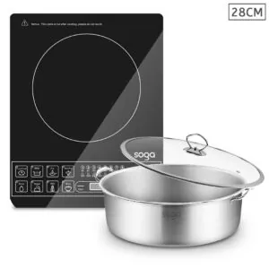 SOGA Electric Smart Induction Cooktop and 28cm Stainless Steel Induction Casserole Cookware