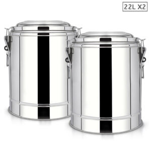 SOGA 2X 22L Stainless Steel Insulated Stock Pot Dispenser Hot & Cold Beverage Container