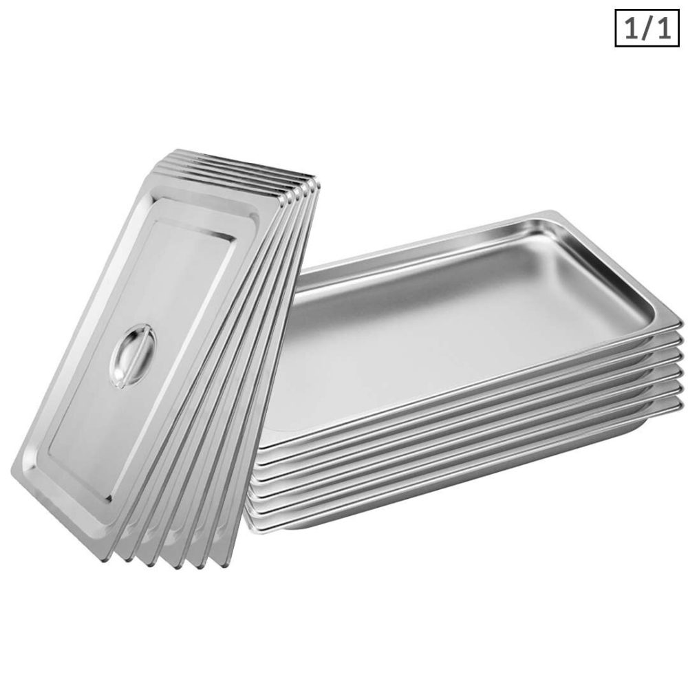 SOGA 6X Gastronorm GN Pan Full Size 1/1 GN Pan 2cm Deep Stainless Steel Tray With Lid SOGA 6X Gastronorm GN Pan Full Size 1/1 GN Pan 2cm Deep Stainless Steel Tray With Lid