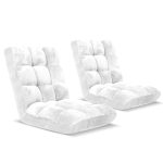 SOGA 2X Floor Recliner Folding Lounge Sofa Futon Couch Folding Chair Cushion White
