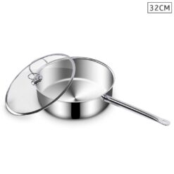 SOGA 32cm Stainless Steel Saucepan Sauce pan with Glass Lid and Helper Handle Triple Ply Base Cookware