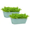 SOGA 49.5cm Green Rectangular Planter Vegetable Herb Flower Outdoor Plastic Box with Holder Balcony Garden Decor Set of 2