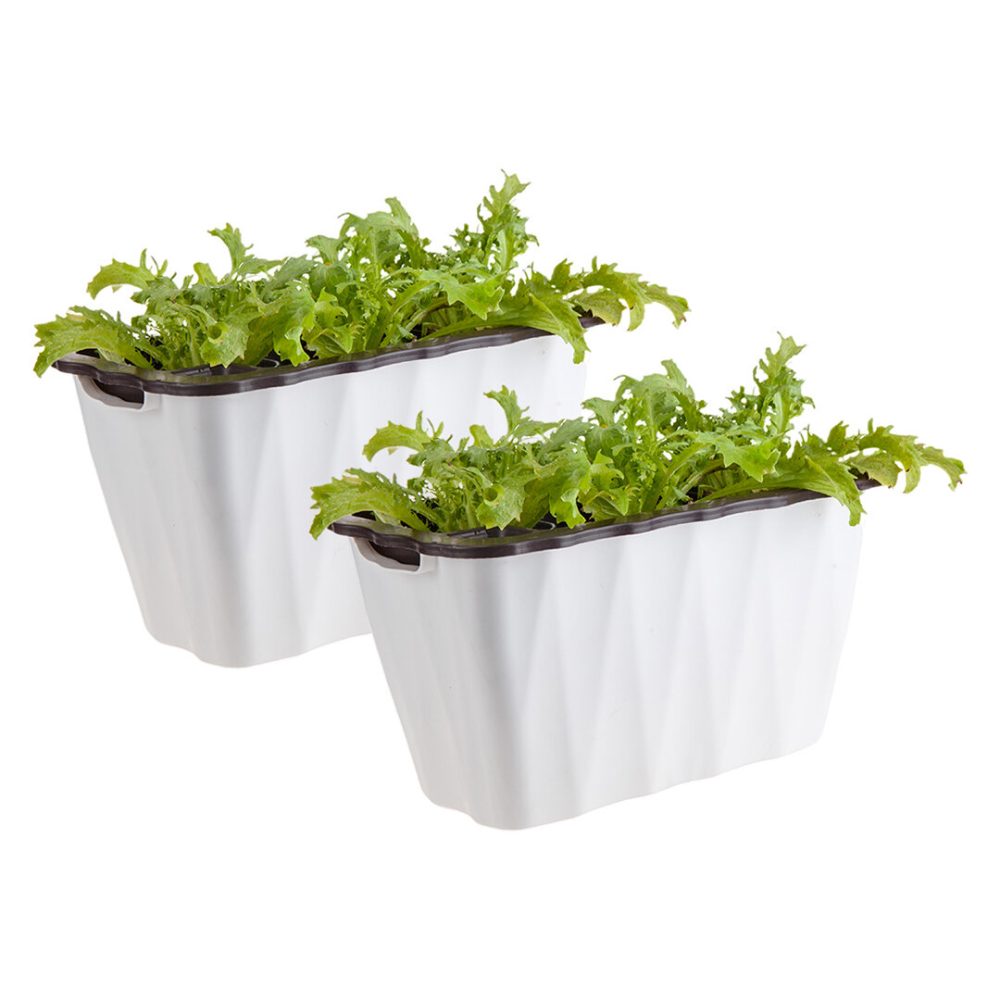 SOGA 2X 35cm Small White Rectangular Flowerpot Vegetable Herb Flower Outdoor Plastic Box Garden Decor SOGA 2X 35cm Small White Rectangular Flowerpot Vegetable Herb Flower Outdoor Plastic Box Garden Decor