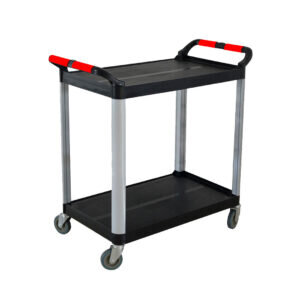 SOGA 2 Tier Food Trolley Portable Kitchen Cart Multifunctional Big Utility Service with wheels 845x430x940mm Black