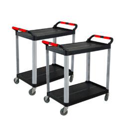 SOGA 2X 2 Tier Food Trolley Portable Kitchen Cart Multifunctional Big Utility Service with wheels 845x430x940mm Black