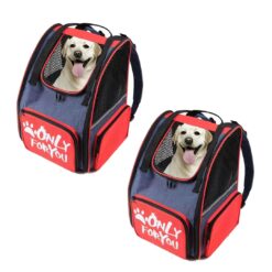 SOGA 2X Red Pet Carrier Backpack Breathable Mesh Portable Safety Travel Essentials Outdoor Bag