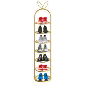 SOGA 7 Tier Gold Plated Metal Shoe Organizer Space Saving Portable Footwear Storage Shelf