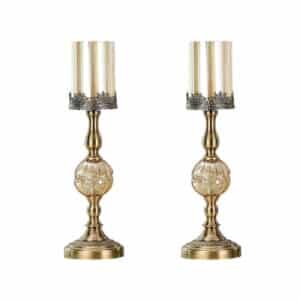 SOGA 2X 48cm Glass Candle Holder Candle Stand Glass/Metal