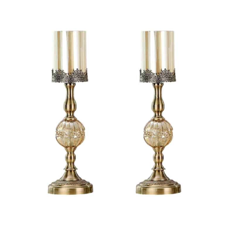 SOGA 2X 48cm Glass Candle Holder Candle Stand Glass/Metal