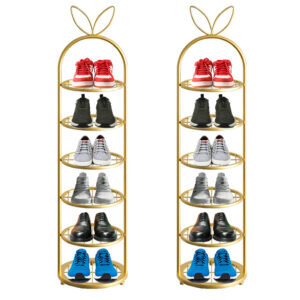 SOGA 2X 6 Tier Gold Plated Metal Shoe Organizer Space Saving Portable Footwear Storage Shelf