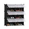 SOGA 6 Tier 2 Column Shoe Rack Organizer Sneaker Footwear Storage Stackable Stand Cabinet Portable Wardrobe with Cover