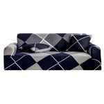 1-SOGA 4-Seater Checkered Sofa Cover Couch Protector High Stretch Lounge Slipcover Home Decor
