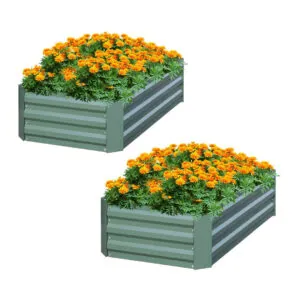 SOGA 2X 120cm Rectangle Galvanised Raised Garden Bed Vegetable Herb Flower Outdoor Planter Box