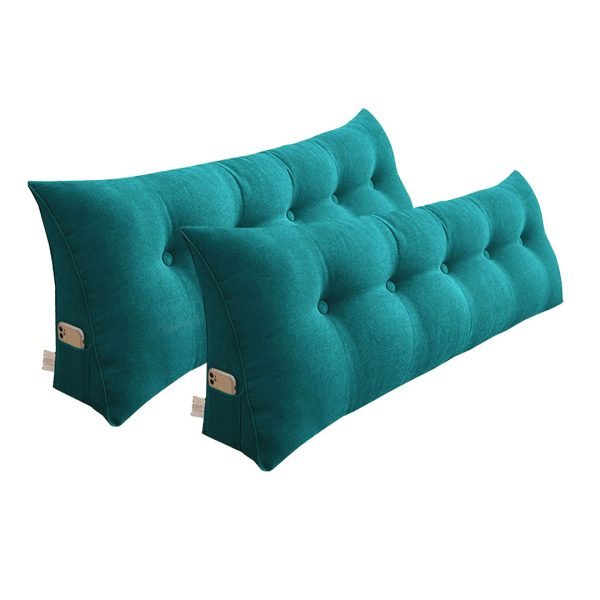 SOGA 2X 180cm Blue Green Triangular Wedge Bed Pillow Headboard Backrest Bedside Tatami Cushion Home Decor