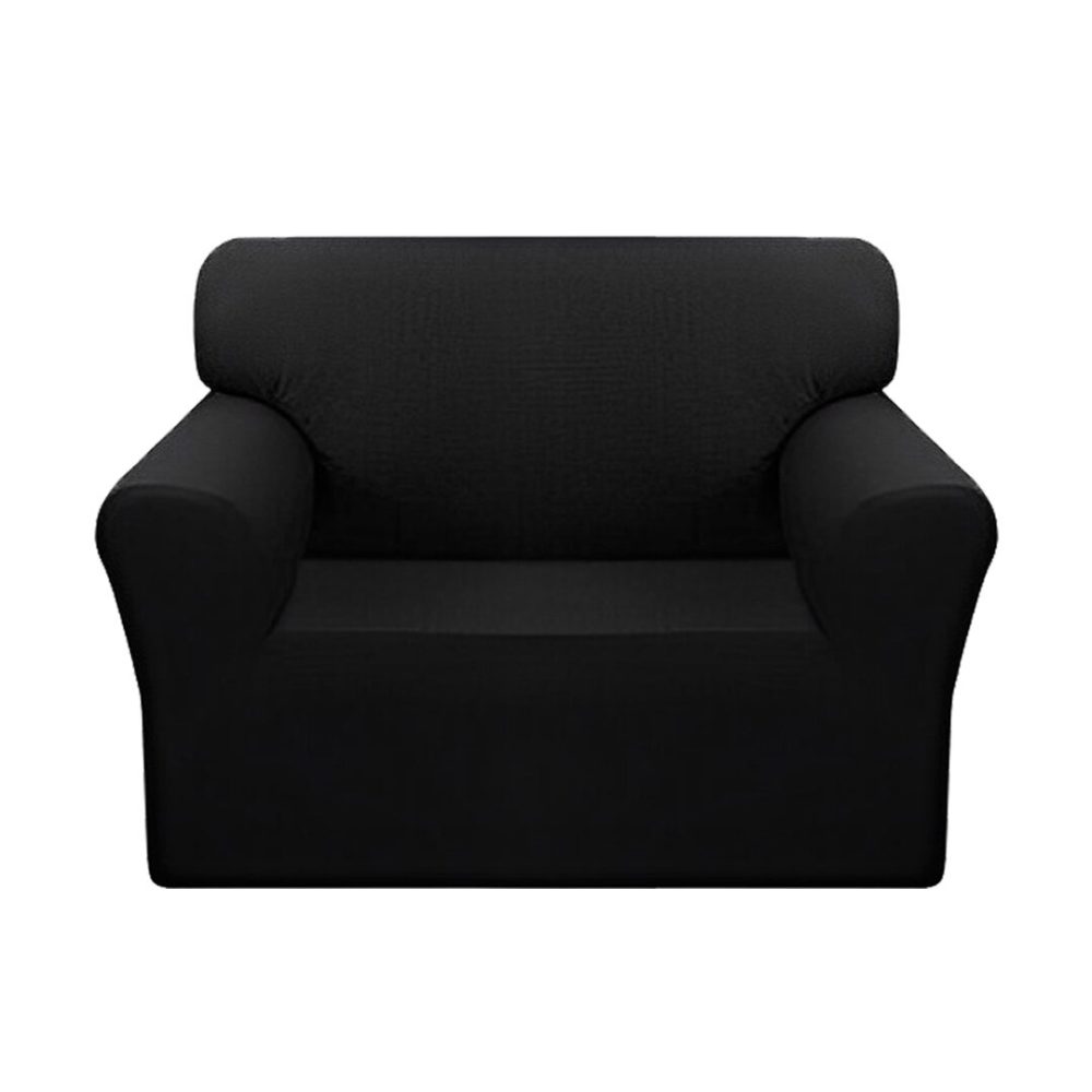 1-SOGA 1-Seater Black Sofa Cover Couch Protector High Stretch Lounge Slipcover Home Decor