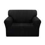 1-SOGA 1-Seater Black Sofa Cover Couch Protector High Stretch Lounge Slipcover Home Decor