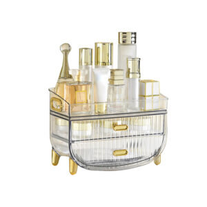 SOGA 3 Tier Transparent Multifunctional Countertop Cosmetic Storage Makeup Skincare Holder Jewelry Cabinet Bathroom Desk Drawer Vanity Organiser