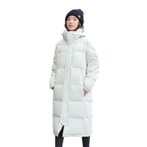 abbee White 2XL Winter Hooded Overcoat Long Jacket Stylish Lightweight Quilted Warm Puffer Coat