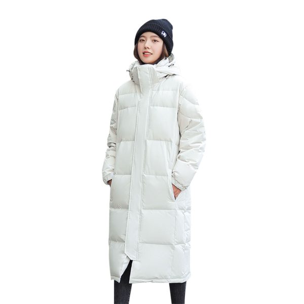 abbee White 3XL Winter Hooded Overcoat Long Jacket Stylish Lightweight Quilted Warm Puffer Coat