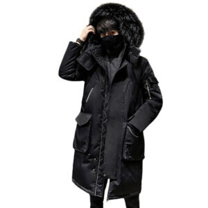 abbee Black XL Winter Fur Hooded Down Jacket Stylish Lightweight Quilted Warm Puffer Coat