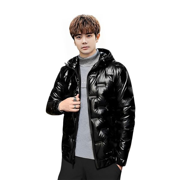 abbee Black 2XL Winter Hooded Glossy Down Jacket Stylish Lightweight Quilted Warm Puffer Coat