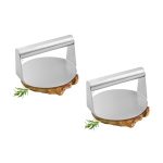 1-SOGA 2X Stainless Steel Burger Press Heavy-Duty Round Bacon Grill Smasher Flat Bottom Patty Maker