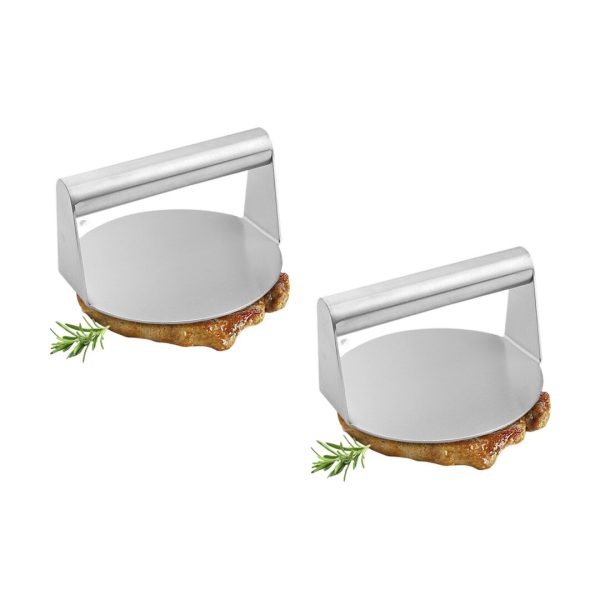 1-SOGA 2X Stainless Steel Burger Press Heavy-Duty Round Bacon Grill Smasher Flat Bottom Patty Maker