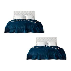 SOGA 2X Navy Blue Throw Blanket Warm Cozy Double Sided Thick Flannel Coverlet Fleece Bed Sofa Comforter
