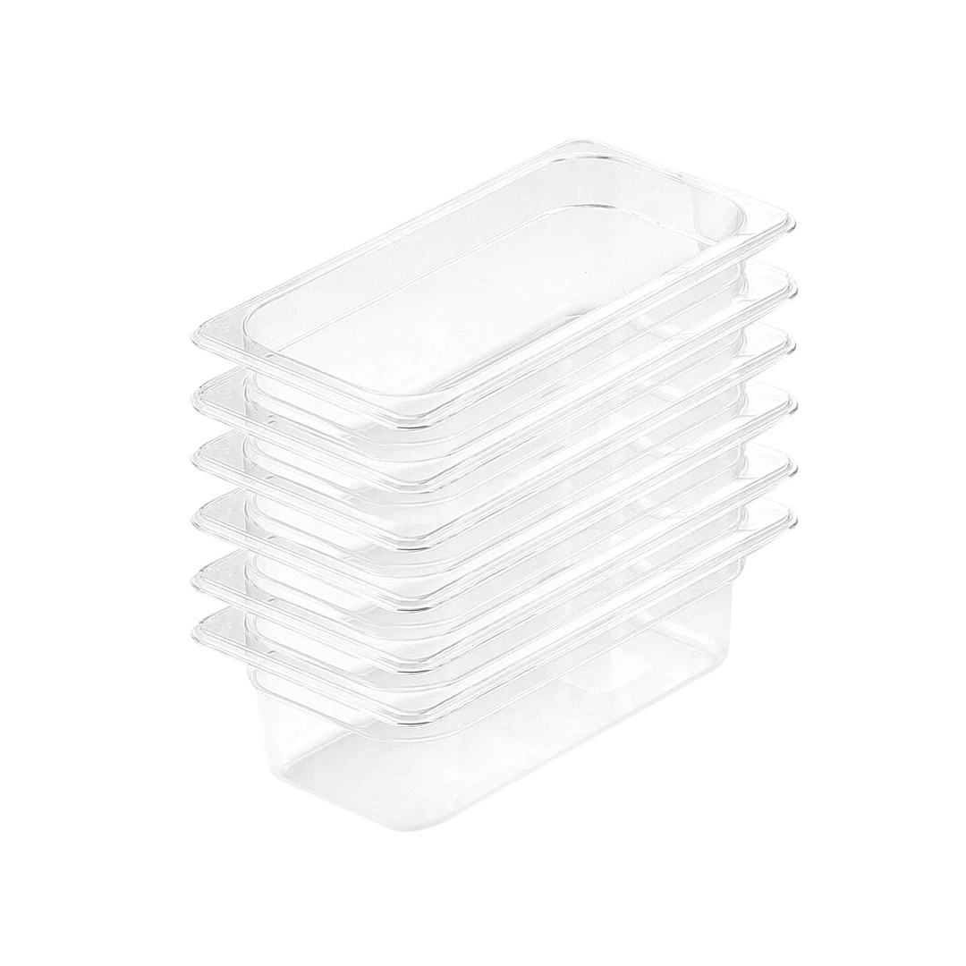 SOGA 100mm Clear Gastronorm GN Pan 1/3 Food Tray Storage Bundle Of 6 ...