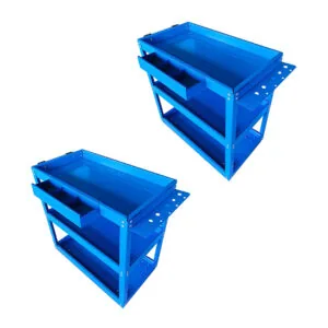 SOGA 2X 3 Tier Tool Storage Cart Portable Service Utility Heavy Duty Mobile Trolley Blue