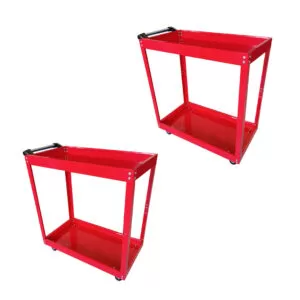 SOGA 2X 2 Tier Tool Storage Cart Portable Service Utility Heavy Duty Mobile Trolley Red