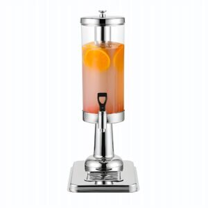 SOGA Single 3L Silver Stainless Steel Beverage Dispenser Ice Cylinder Clear Juicer Hot Cold Water Jug