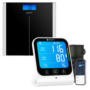 Etekcity Digital Body Weight Bathroom Scale, Black & Etekcity Smart Blood Pressure Monitor, White Bundle