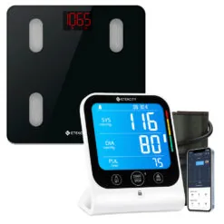 Etekcity Smart WiFi Scale for Body Weight, Black & Etekcity Smart Blood Pressure Monitor, White Bundle
