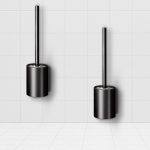 1-SOGA 2X 27cm Wall-Mounted Toilet Brush with Holder Bathroom Cleaning Scrub Black