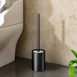 2-SOGA 27cm Wall-Mounted Toilet Brush with Holder Bathroom Cleaning Scrub Black